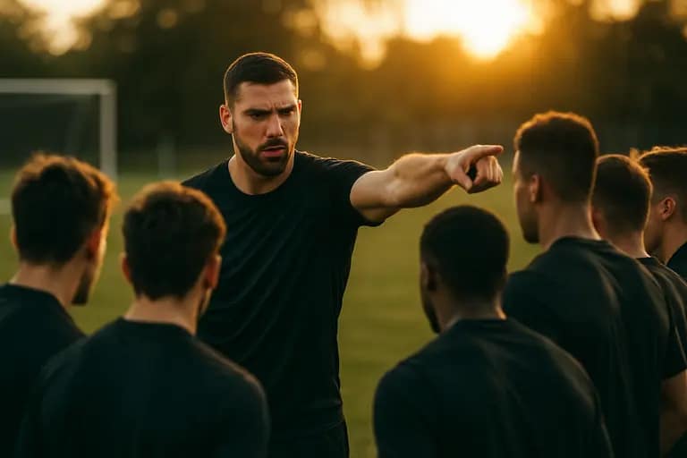 Defenders organizing during a set-piece drill at training