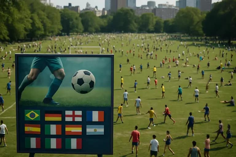 International soccer players walking onto a bright stadium field