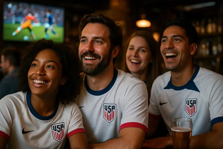 Supporters watching players line up before an international friendly
