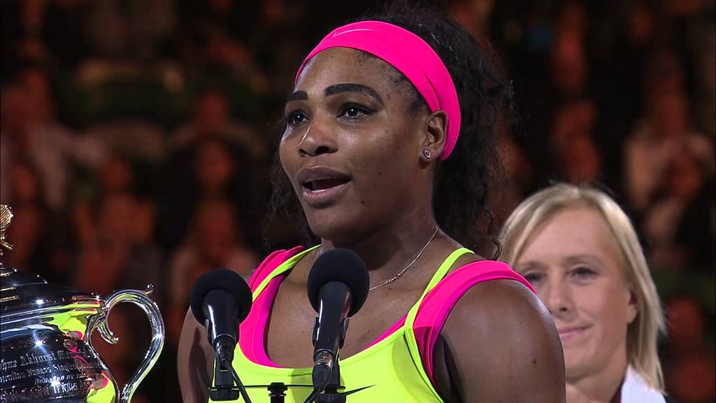 Serena Williams supporting advocacy and equality initiatives.