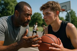 NBA Training Camps prospects working through a half-court practice drill