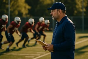 NFL Coaching Strategies session with coaches observing training camp drills