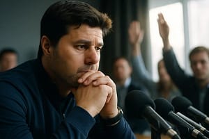 Pochettino USMNT vision session with players on a training field