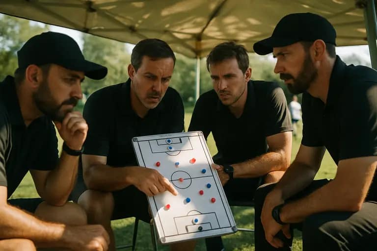 Coaches watching players during an organized camp session