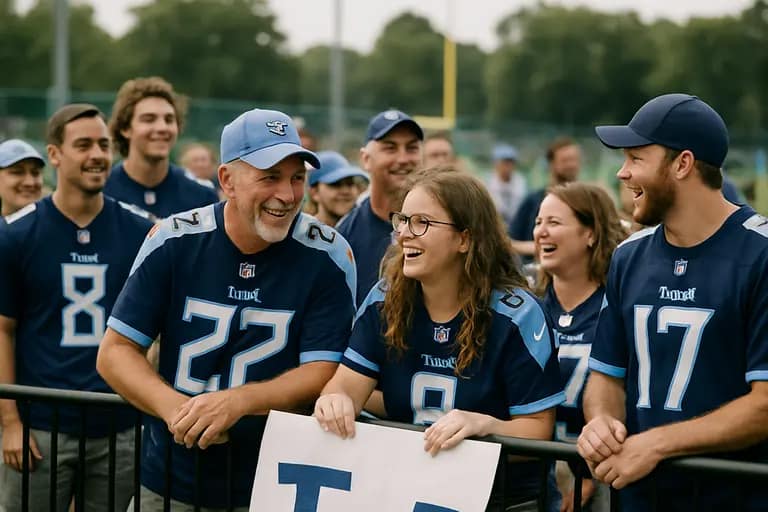 Football fans entering a stadium area before a preseason event