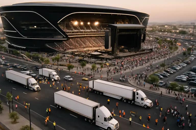 Large stadium plaza prepared for a major sports event crowd